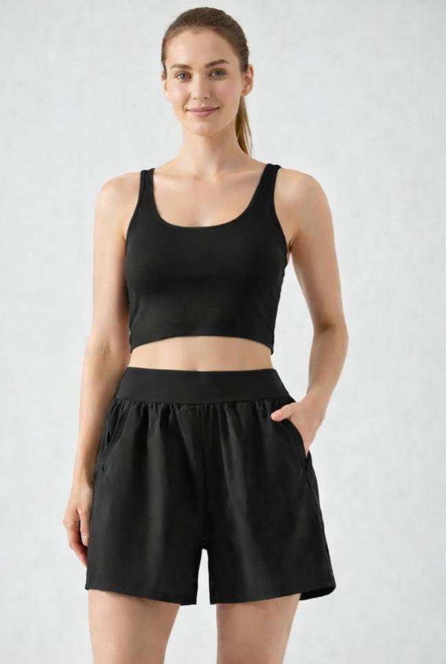 Relaxed Fit Black Shorts