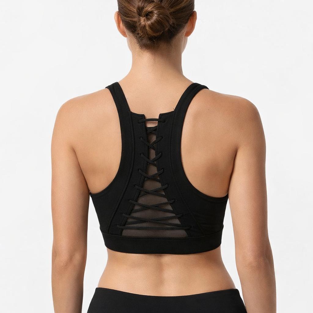 Lace-Up Racerback Sports Bra